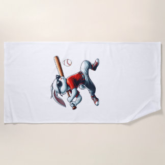 Kids Boys Happy Easter Bunny Playing Baseball East Beach Towel
