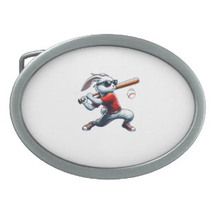 Kids Boys Happy Easter Bunny Playing Baseball East Belt Buckle