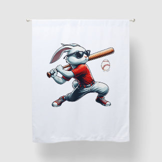 Kids Boys Happy Easter Bunny Playing Baseball East Blackout Curtains