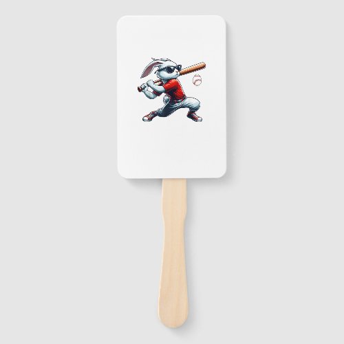 Kids Boys Happy Easter Bunny Playing Baseball East Hand Fan