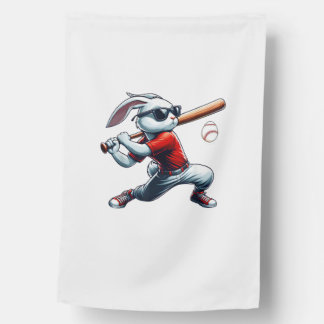 Kids Boys Happy Easter Bunny Playing Baseball East House Flag