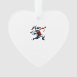 Kids Boys Happy Easter Bunny Playing Baseball East Ornament