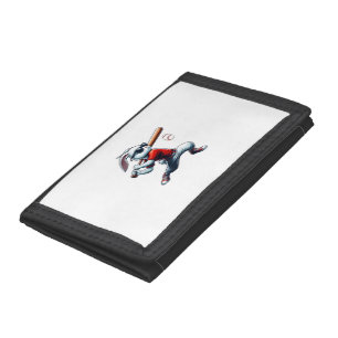 Kids Boys Happy Easter Bunny Playing Baseball East Trifold Wallet