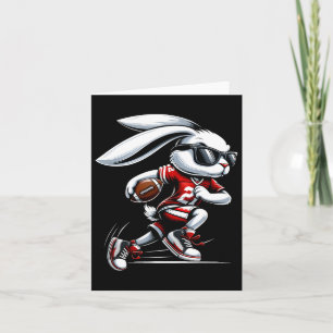 Kids Boys Happy Easter Bunny Playing Football East Card