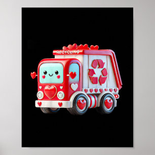 Kids Boys Kawaii Valentine Red Recycling Trash Tru Poster