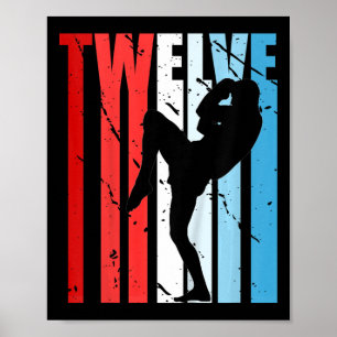 Kids Boys Kickboxing 12th Birthday Kickboxer Cool  Poster