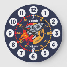 Kids Boys Learn To Tell Time Space Rocket Clock at Zazzle