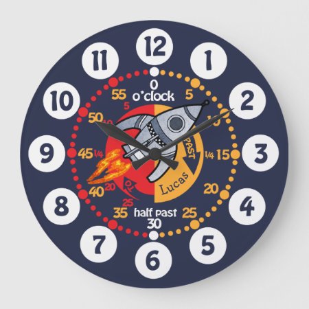 Kids Boys Learn To Tell Time Space Rocket Clock