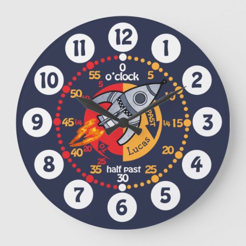 Kids boys learn to tell time space rocket clock