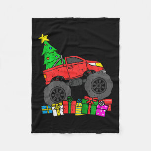 Kids Boys Monster Truck Christmas Tree Toddler Fleece Blanket