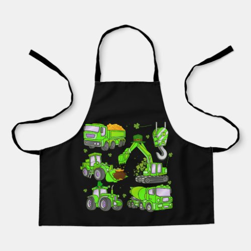 Kids Boys St Patricks Day Crane Truck Construction Apron