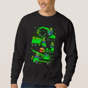 Kids Boys St Patricks Day Crane Truck Construction Sweatshirt