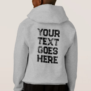 Kids Boys Trendy Back Print Template Light Steel Hoodie