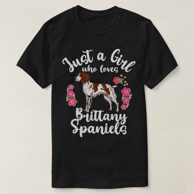 Kids Brittany Spaniel Just a Girl Who Loves Britta T-Shirt (Design Front)