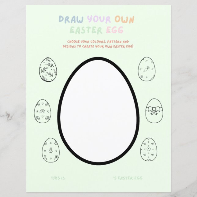 Kids Budget Draw Your Own Easter Egg Party Game (Front)