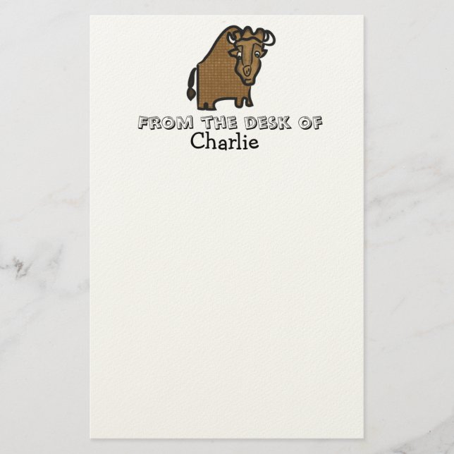 Kids buffalo personalized stationary stationery (Front)