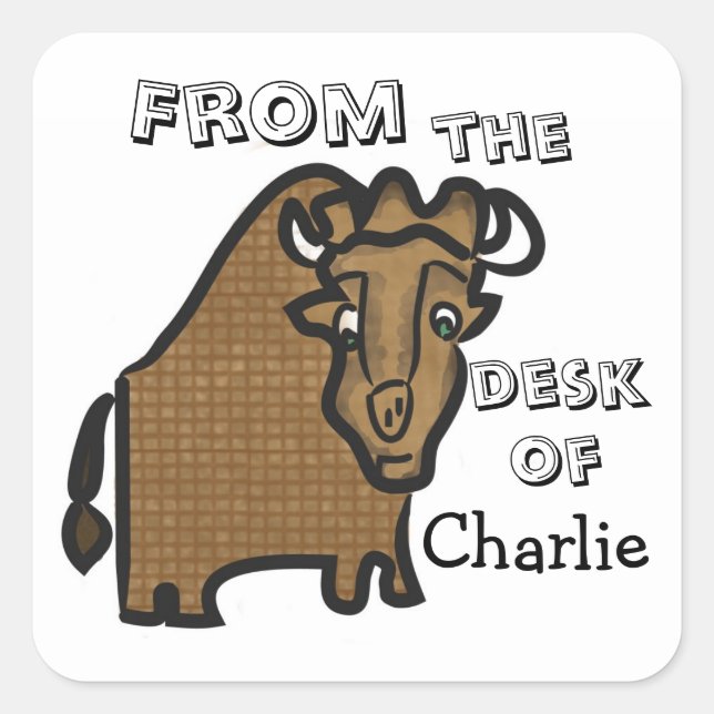 Kid's buffalo stationery sticker (Front)