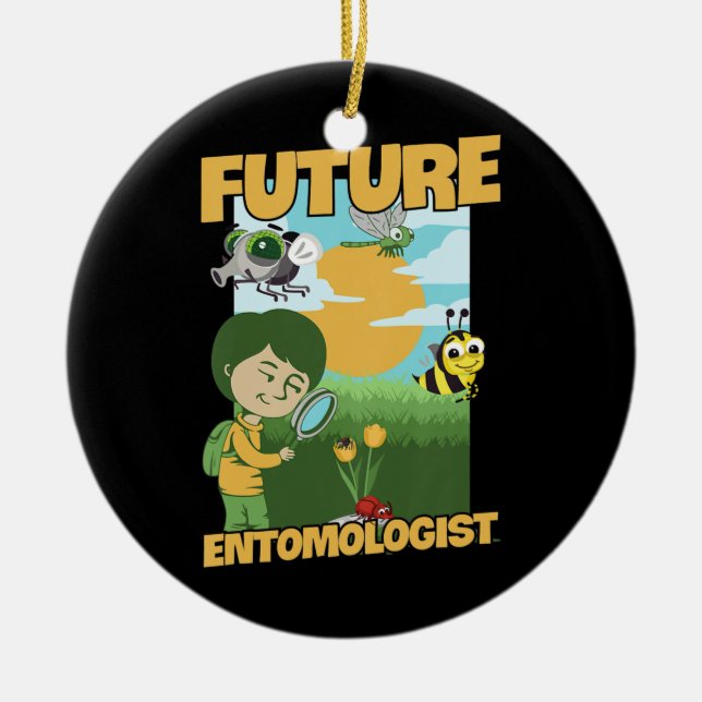 Kids Bug Hunting Design for your Insect Collector Ceramic Ornament (Front)