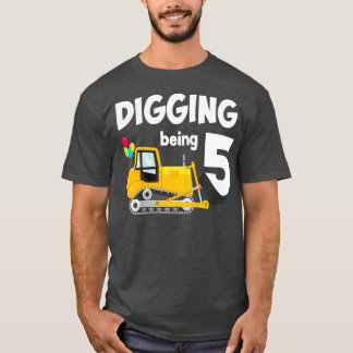 Kids Bulldozer 5th Birthday Construction Party T-Shirt