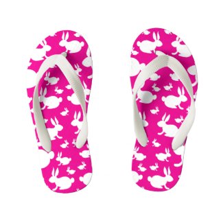 Kids Bunny Flip Flops Pink and White