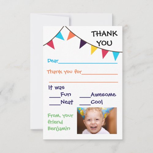 Kids Bunting Custom _ 3x5 Thank You Cards