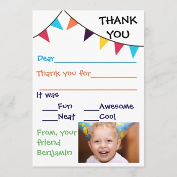 Kid's Bunting Custom Thank You Cards by Midesigns55555 at Zazzle