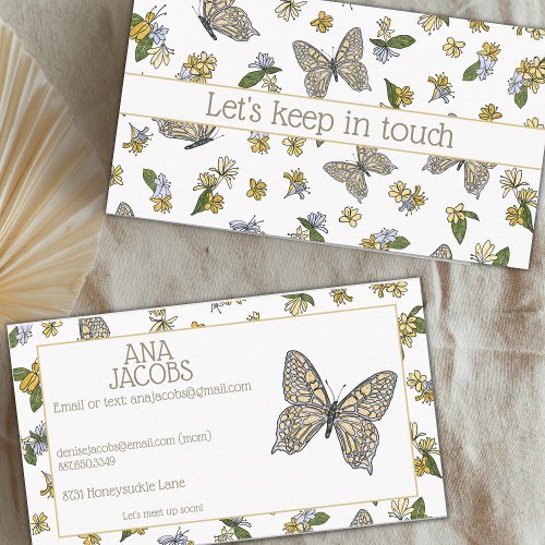 Kids Butterfly Contact Calling Card