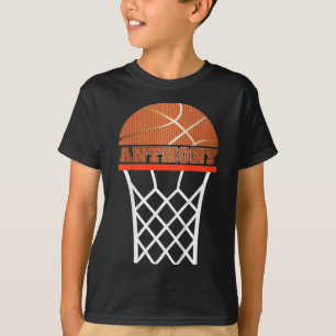Kids Bysketbyll Anthony Custom Name Gift For Boys T-Shirt