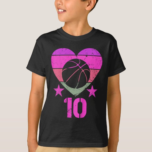 Kids Bysketbyll Birthday 10 Year Old Boy Girl Tent T-Shirt (Front)