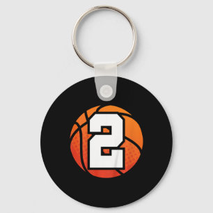 Kids Bysketbyll Birthday Number 2 For Two Year Old Keychain