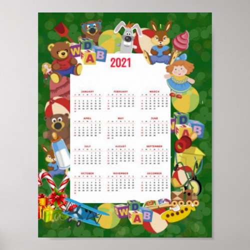 Kids calendar as poster