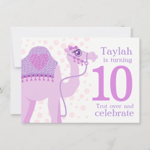 Kids camel riding 10th birthday birthday invite