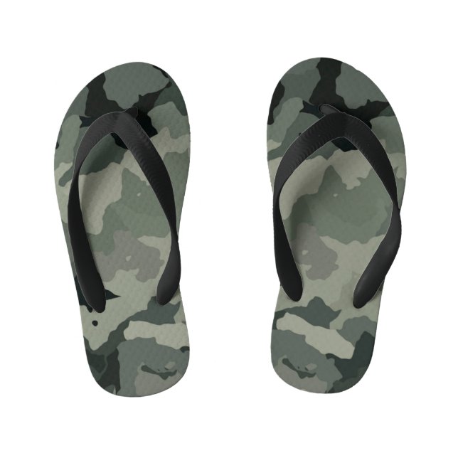 Kids Camouflage Patterned Flip Flops (Footbed)