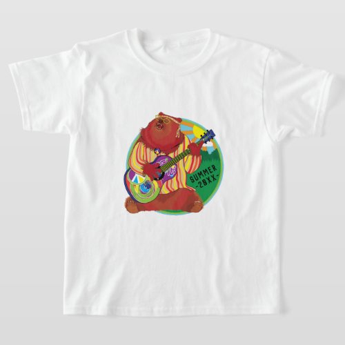 Kids Camp T_Shirt Singing Bear Personalize