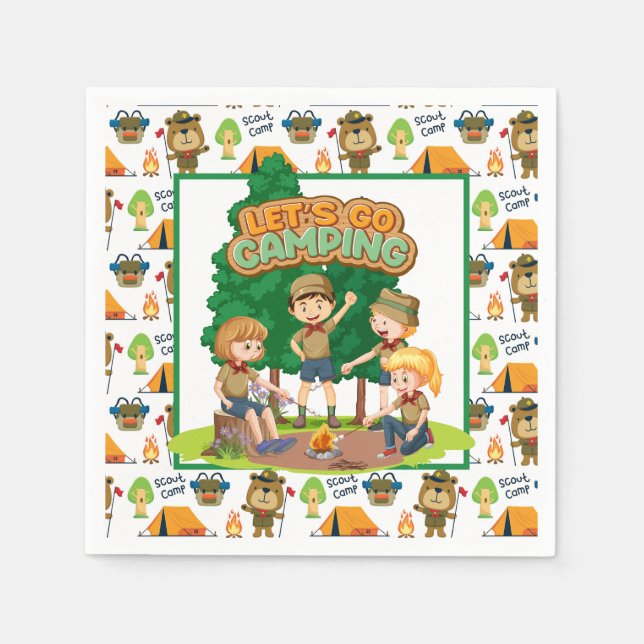 Kids Camping  Napkins (Front)
