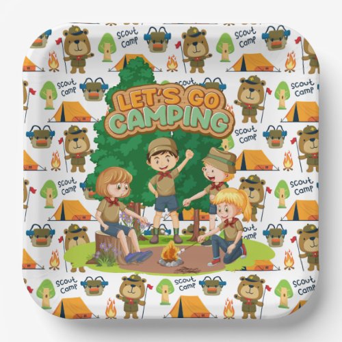 Kids Camping  Paper Plates