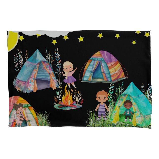 Kids camping  pillow case (Front)
