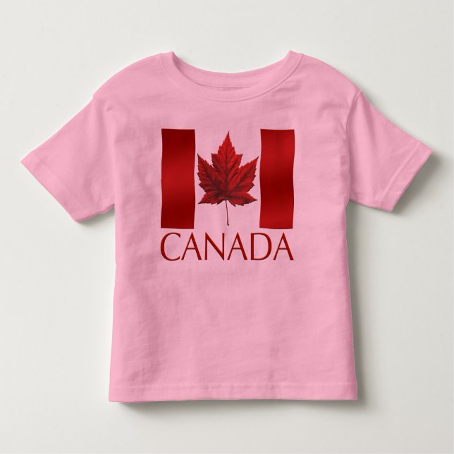 Kid's Canada Flag Ringer Personalize Toddler Shirt (Front)