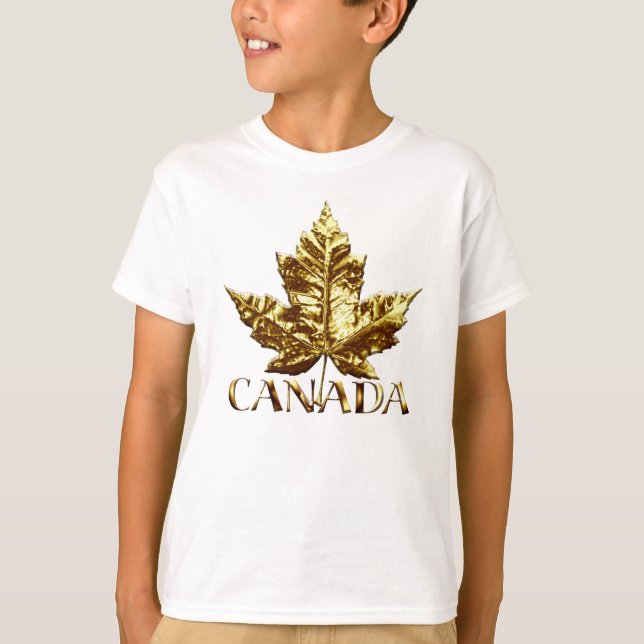 Kid's Canada Sweatshirt Gold Souvenir Canada Shirt (Front)