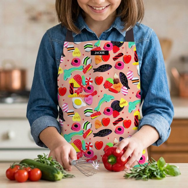 Kids Candy Hearts Sweets Pattern Baking Craft Apron (Kids Candy Hearts Sweets Pattern Baking Craft Apron)