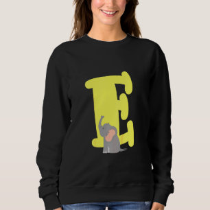 Kids Capital Letter E Alphabet Elephant Cute Kids Sweatshirt