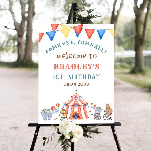  Kids Carnival Circus & Animals Birthday Welcome Foam Board (Creator Uploaded)