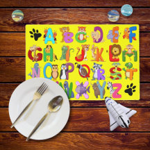 Kids Cartoon Animal Alphabet Laminated