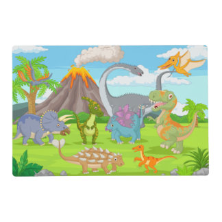 Kids Cartoon Dinosaurs Laminated Placemat