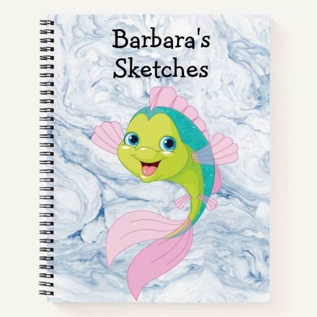 Kids Cartoon Fish Sketch Notebook (Front)