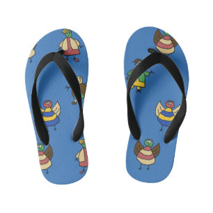 Kids Cartoon Fun Family Boy on any Color Kid's Flip Flops