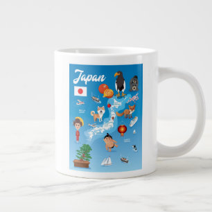Kids Cartoon Map of Japan Giant Coffee Mug