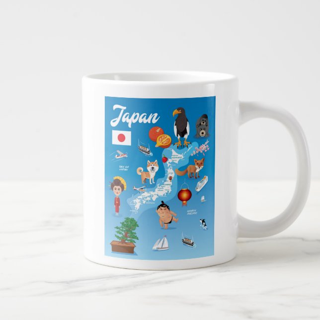 Kids Cartoon Map of Japan Giant Coffee Mug (Right)