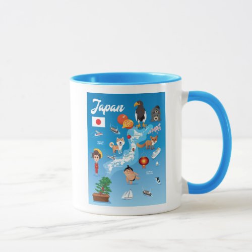 Kids Cartoon Map of Japan Mug
