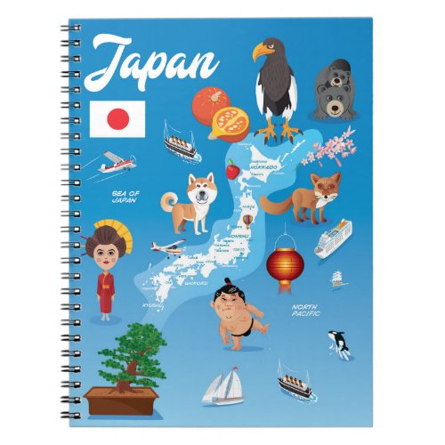 Kids Cartoon Map of Japan Notebook